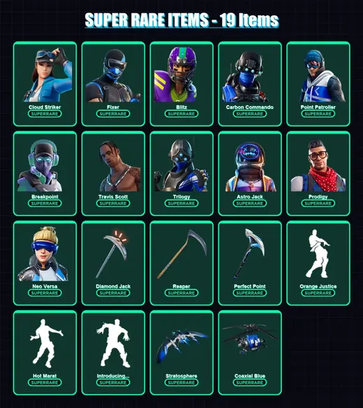[PC/XBOX] | Cloud Striker | Fixer | Blitz | Carbon Commando | Point Patroller | 117 skin | 117 pickaxe | 107 emote | 104 glider | Lv1804