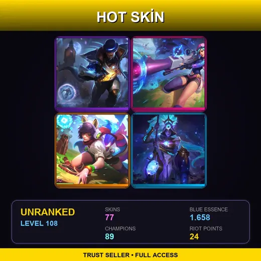 VN | Battle Academia Garen | Pulsefire Twisted Fate | Cosmic Huntress Nidalee | Dark Star Mordekaiser | 77 Skin | 89 Champ | Lv108 — Debonair Brand