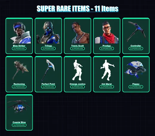 [PS4/PS5/XBOX/PC] | Blue Striker | Trilogy | Travis Scott | Prodigy | Lynx | 43 skin | 81 pickaxe | 78 emote | 96 glider | Lv1803