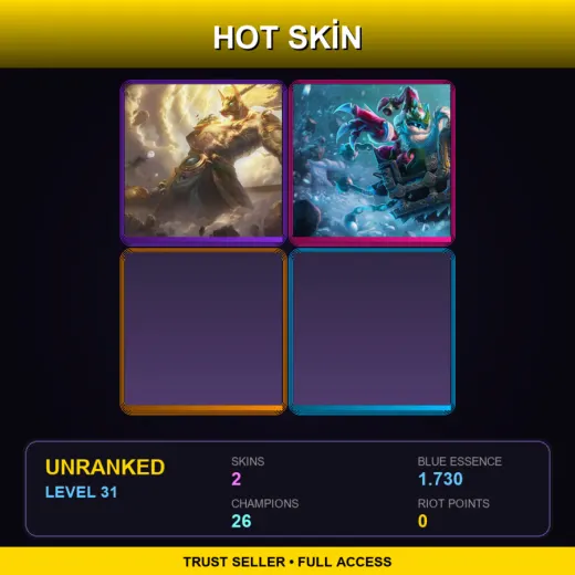 TR | Lunar Guardian Nasus | Bad Santa Veigar | 2 Skin | 26 Champ | Lv31