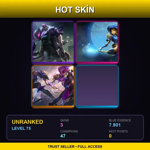 TR | Crime City Nightmare Darius | Sorceress Lux | Battle Bat Vayne | 3 Skin | 47 Champ | Lv75