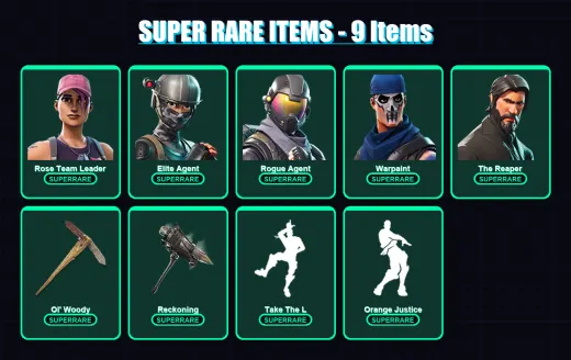 [PC/XBOX/PSN] | Rose Team Leader | Elite Agent | Rogue Agent | Warpaint | The Reaper | 39 skin | 27 pickaxe | 38 emote | 35 glider | Lv422