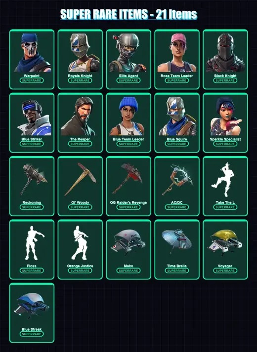[PC/XBOX/PSN] | Warpaint | Royale Knight | Elite Agent | Rose Team Leader | Black Knight | 78 skin | 66 pickaxe | 74 emote | 76 glider | Lv922