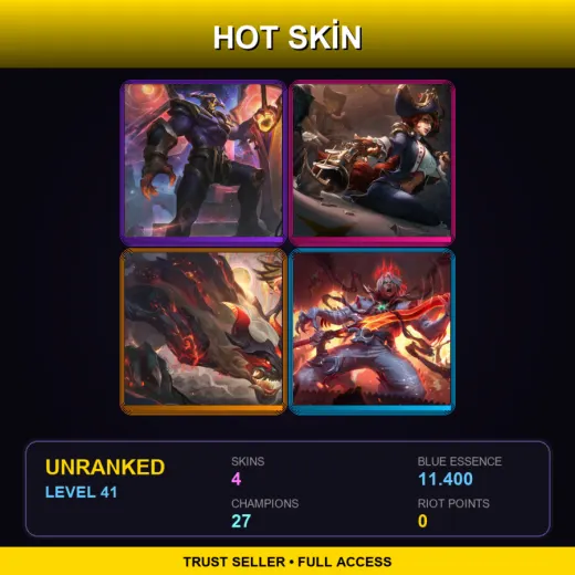 EUW | Odyssey Aatrox | Waterloo Miss Fortune | Shan Hai Scrolls Cho'Gath | Dissonance of Pentakill Viego | 4 Skin | 27 Champ | Lv41