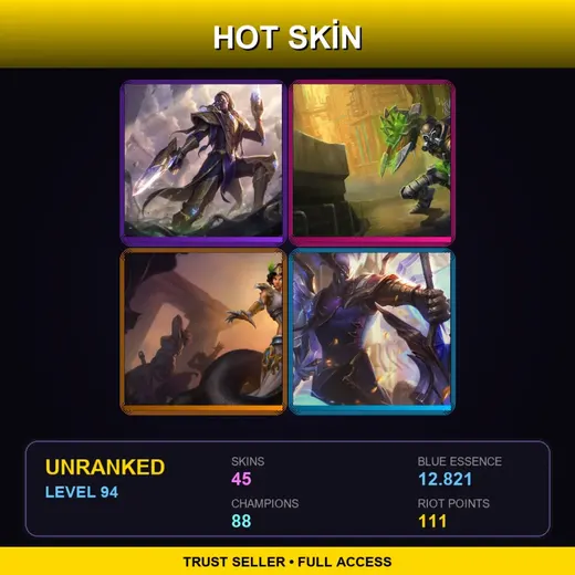 LAS | Victorious Lucian | Hextech Singed | Mythic Cassiopeia | Victorious Aatrox | 45 Skin | 88 Champ | Lv94 — Mythic Cassiopeia