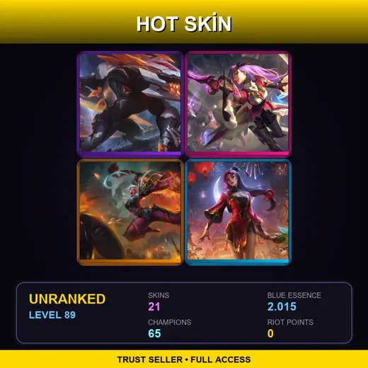 LAN | PROJECT: Renekton | Battle Queen Katarina | Dragonblade Riven | Firecracker Diana | 21 Skin | 65 Champ | Lv89
