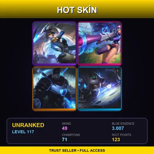 VN | Cosmic Enchantress Lulu | Pulsefire Fiora | PROJECT: Ashe | Arcade Caitlyn | 49 Skin | 71 Champ | Lv117