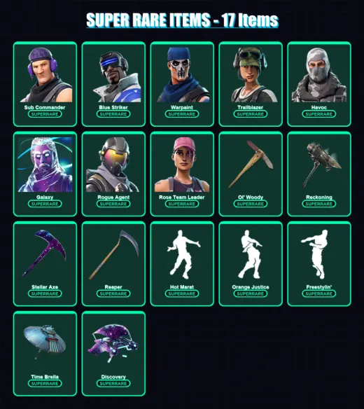[PC/XBOX] | Sub Commander | Blue Striker | Warpaint | Trailblazer | Havoc | 109 skin | 86 pickaxe | 88 emote | 86 glider | Lv1039