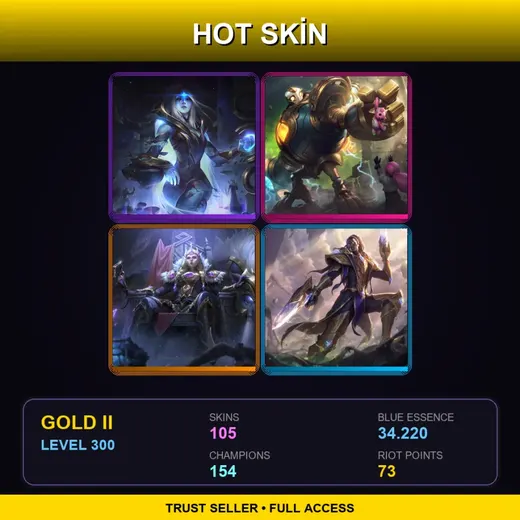 BR | Cosmic Queen Ashe | Victorious Blitzcrank | Victorious Sejuani | Victorious Lucian | 105 Skin | 154 Champ | Gold II | Lv300 — Soulstealer Vladimir