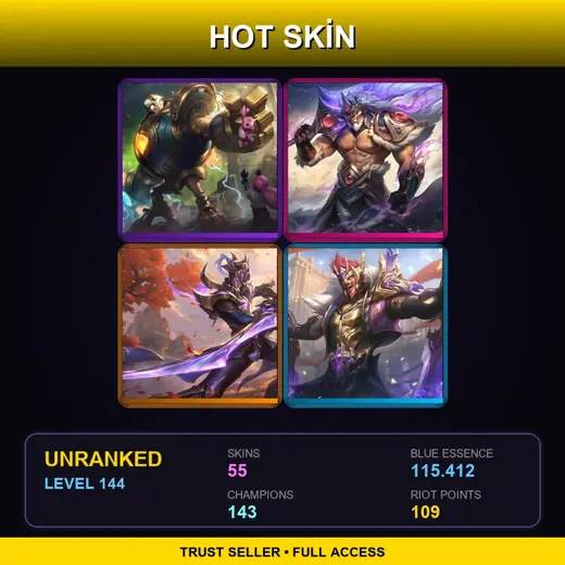 VN | Victorious Blitzcrank | Victorious Tryndamere | Victorious Master Yi | Victorious Draven | 55 Skin | 143 Champ | Lv144