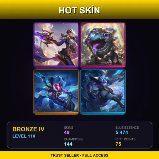 EUW | Victorious Fiora | Victorious Kog'Maw | Cosmic Blade Master Yi | Cosmic Charger Hecarim | 49 Skin | 144 Champ | Bronze IV | Lv110