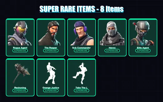 [PC/XBOX/PSN] | Rogue Agent | The Reaper | Sub Commander | Havoc | Elite Agent | 37 skin | 20 pickaxe | 23 emote | 25 glider | Lv333