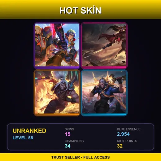 ME | Battle Academia Wukong | High Noon Yasuo | Odyssey Yasuo | Lunar Beast Viego | 15 Skin | 34 Champ | Lv58 — Beekeeper Singed