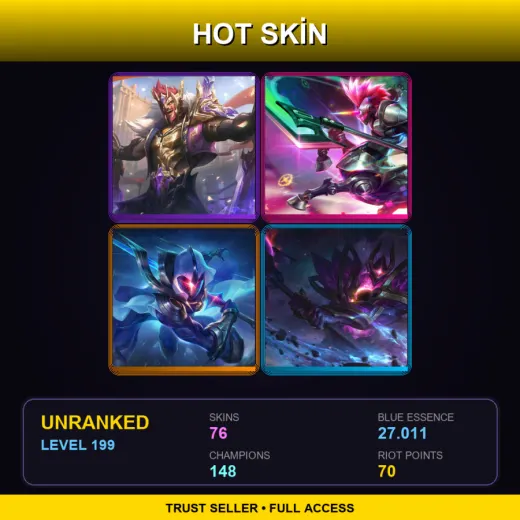 EUW | Victorious Draven | Arcade Hecarim | Cosmic Blade Master Yi | Dark Star Mordekaiser | 76 Skin | 148 Champ | Lv199