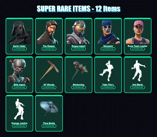 [PC/XBOX/PSN] | Darth Vader | The Reaper | Rogue Agent | Warpaint | Rose Team Leader | 130 skin | 139 pickaxe | 145 emote | 143 glider | Lv1759