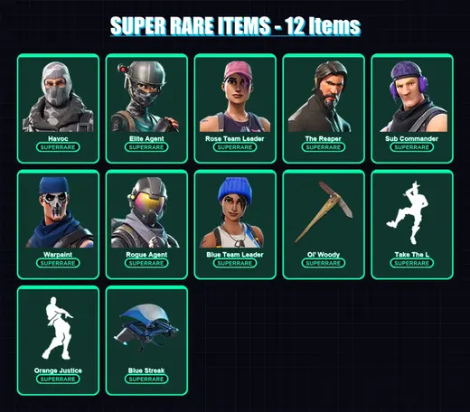 [PS4/PS5/XBOX/PC] | Havoc | Elite Agent | Rose Team Leader | The Reaper | Sub Commander | 41 skin | 43 pickaxe | 36 emote | 43 glider | Lv448