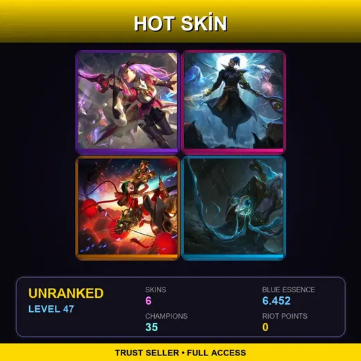 EUW | Battle Queen Katarina | Odyssey Kayn | Firecracker Jinx | Dark Waters Vladimir | 6 Skin | 35 Champ | Lv47 — Dark Waters Vladimir
