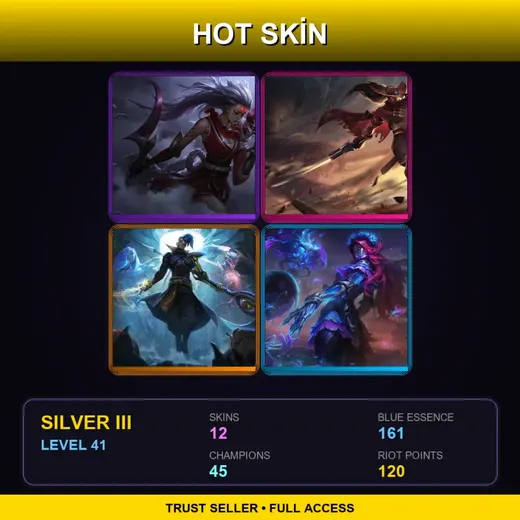 EUW | Blood Moon Diana | High Noon Yasuo | Odyssey Kayn | La Ilusión Renata Glasc | 12 Skin | 45 Champ | Silver III | Lv41 — Blackthorn Morgana