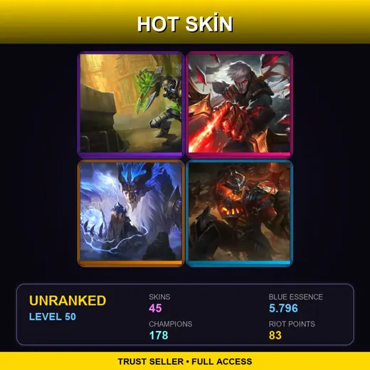 SG | Hextech Singed | Conqueror Varus | High Noon Mordekaiser | Spirit Blossom Aphelios | 45 Skin | 178 Champ | Lv50