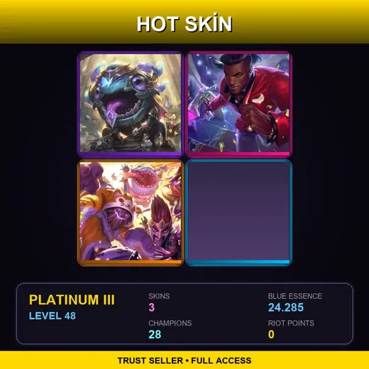 EUW | Victorious Kog'Maw | Heartseeker Lucian | Draven Draven | 3 Skin | 28 Champ | Platinum III | Lv48
