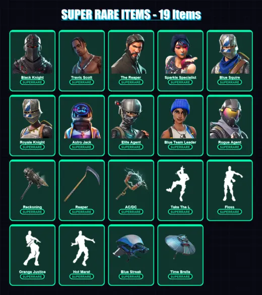 [PS4/PS5/XBOX/PC] | Black Knight | Travis Scott | The Reaper | Sparkle Specialist | Blue Squire | 69 skin | 39 pickaxe | 66 emote | 43 glider | Lv66