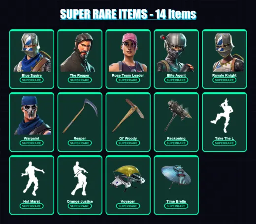 [PS4/PS5/PC] | Blue Squire | The Reaper | Rose Team Leader | Elite Agent | Royale Knight | 111 skin | 142 pickaxe | 124 emote | 125 glider | Lv1875