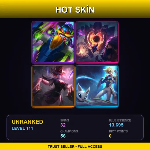 LAN | Dark Star Malphite | Blood Moon Evelynn | Arcade Corki | Star Guardian Ezreal | 32 Skin | 56 Champ | Lv111 — Dark Waters Vladimir