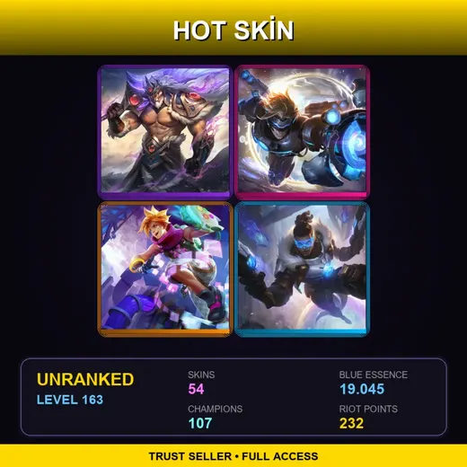 EUW | Victorious Tryndamere | Dark Star Mordekaiser | Battle Academia Jayce | Star Guardian Poppy | 54 Skin | 107 Champ | Lv163
