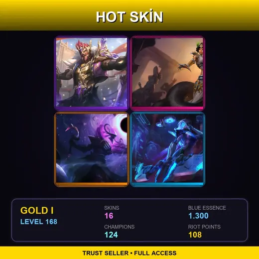 LAN | Victorious Draven | Mythic Cassiopeia | Dark Star Thresh | PROJECT: Ashe | 16 Skin | 124 Champ | Gold I | Lv168