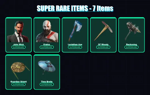 [PC/XBOX/PSN] | John Wick | Kratos | Ronin | Calamity | Spectra Knight | 115 skin | 122 pickaxe | 77 emote | 94 glider | Lv1139
