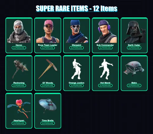 [PC/XBOX/PSN] | Havoc | Rose Team Leader | Warpaint | Sub Commander | Darth Vader | 409 skin | 446 pickaxe | 394 emote | 354 glider | Lv8410