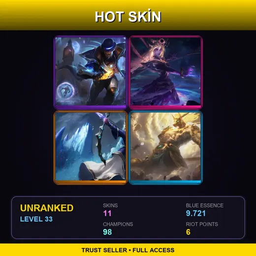SG | Pulsefire Twisted Fate | Dark Cosmic Lux | Queen Ashe | Lunar Guardian Nasus | 11 Skin | 98 Champ | Lv33