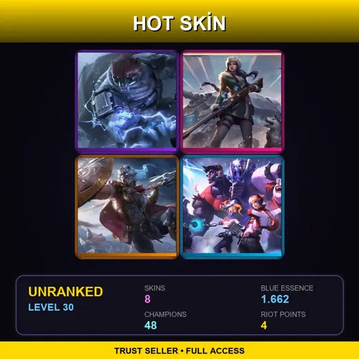 RU | Northern Storm Volibear | Arctic Warfare Caitlyn | Glaive Warrior Pantheon | TPA Shen | 8 Skin | 48 Champ | Lv30 — Unchained Alistar