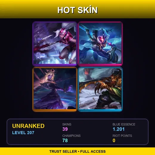 LAN | Challenger Nidalee | Battle Academia Ezreal | Cosmic Blade Master Yi | Blood Moon Talon | 39 Skin | 78 Champ | Lv207