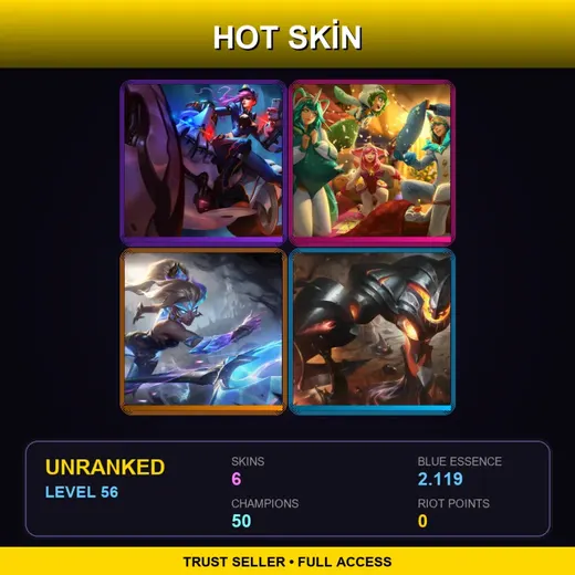 EUW | Officer Vi | Pajama Guardian Miss Fortune | Dawnbringer Nidalee | Battlecast Zac | 6 Skin | 50 Champ | Lv56 — Eternum Nocturne