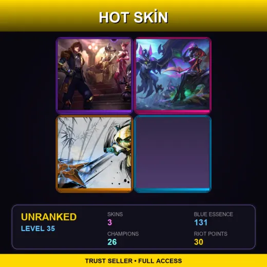 EUW | King of Clubs Mordekaiser | Bewitching Senna | Swamp Master Kennen | 3 Skin | 26 Champ | Lv35