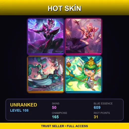 SG | Challenger Ahri | Star Guardian Taliyah | Star Guardian Sona | Star Guardian Lulu | 50 Skin | 165 Champ | Lv108 — Cafe Cuties Annie