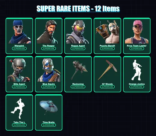 [PC/XBOX] | Warpaint | The Reaper | Rogue Agent | Psycho Bandit | Rose Team Leader | 55 skin | 50 pickaxe | 47 emote | 44 glider | Lv645