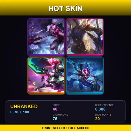 SG | Challenger Nidalee | Victorious Aatrox | High Noon Twisted Fate | Cosmic Blade Master Yi | 46 Skin | 76 Champ | Lv108 — Snow Man Yi