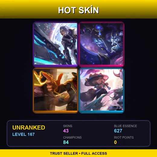 LAN | High Noon Twisted Fate | Spirit Blossom Teemo | Cosmic Destiny Nami | High Noon Samira | 43 Skin | 84 Champ | Lv167