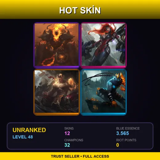TR | High Noon Thresh | Gun Goddess Miss Fortune | God Fist Lee Sin | Blight Crystal Varus | 12 Skin | 32 Champ | Lv48