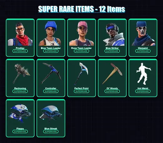 [PC/PSN] | Prodigy | Blue Team Leader | Rose Team Leader | Blue Striker | Warpaint | 59 skin | 87 pickaxe | 73 emote | 64 glider | Lv706