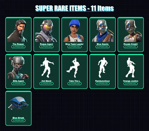 [PS4/PS5/XBOX/PC] | The Reaper | Rogue Agent | Blue Team Leader | Blue Squire | Royale Knight | 96 skin | 130 pickaxe | 98 emote | 107 glider | Lv14