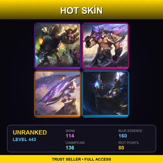 LAS | Victorious Blitzcrank | Victorious Tryndamere | Victorious Anivia | High Noon Mordekaiser | 114 Skin | 136 Champ | Lv443