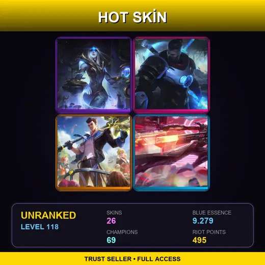 TR | Battle Academia Jayce | Cosmic Queen Ashe | Pulsefire Shen | PROJECT: Lucian | 26 Skin | 69 Champ | Lv118