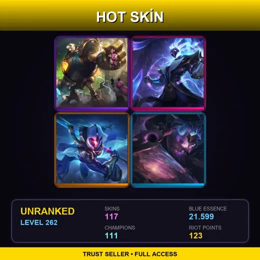 TR | Victorious Blitzcrank | Cosmic Blade Master Yi | PROJECT: Jinx | High Noon Ashe | 117 Skin | 111 Champ | Lv262