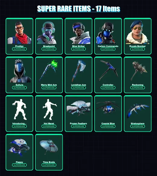 [PS4/PS5/XBOX/PC] | Prodigy | Breakpoint | Blue Striker | Carbon Commando | Royale Bomber | 114 skin | 160 pickaxe | 136 emote | 132 glider | Lv2279