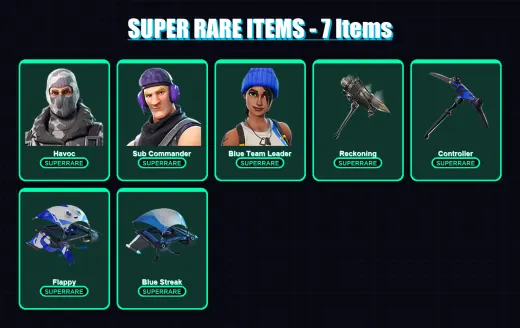 [PS4/PS5/XBOX/PC] | Havoc | Sub Commander | Blue Team Leader | Calamity | Enforcer | 21 skin | 10 pickaxe | 22 emote | 16 glider | Lv229