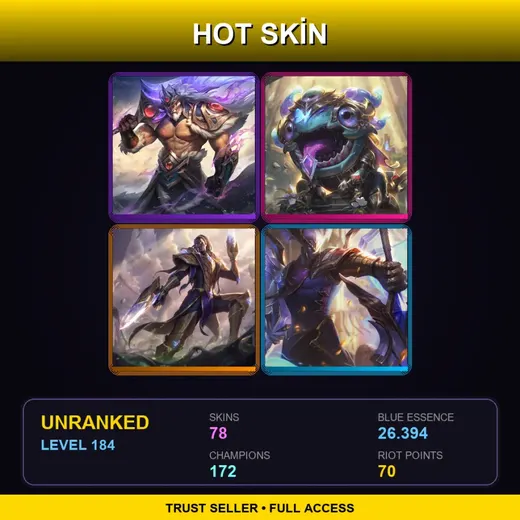 SG | Victorious Tryndamere | Victorious Kog'Maw | Victorious Lucian | Victorious Aatrox | 78 Skin | 172 Champ | Lv184