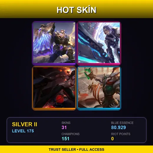 LAS | Victorious Braum | Spirit Blossom Tristana | Blood Moon Kennen | Pulsefire Riven | 31 Skin | 151 Champ | Silver II | Lv175
